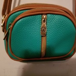 Valentina Leather Crossbody Purse Teal Green
